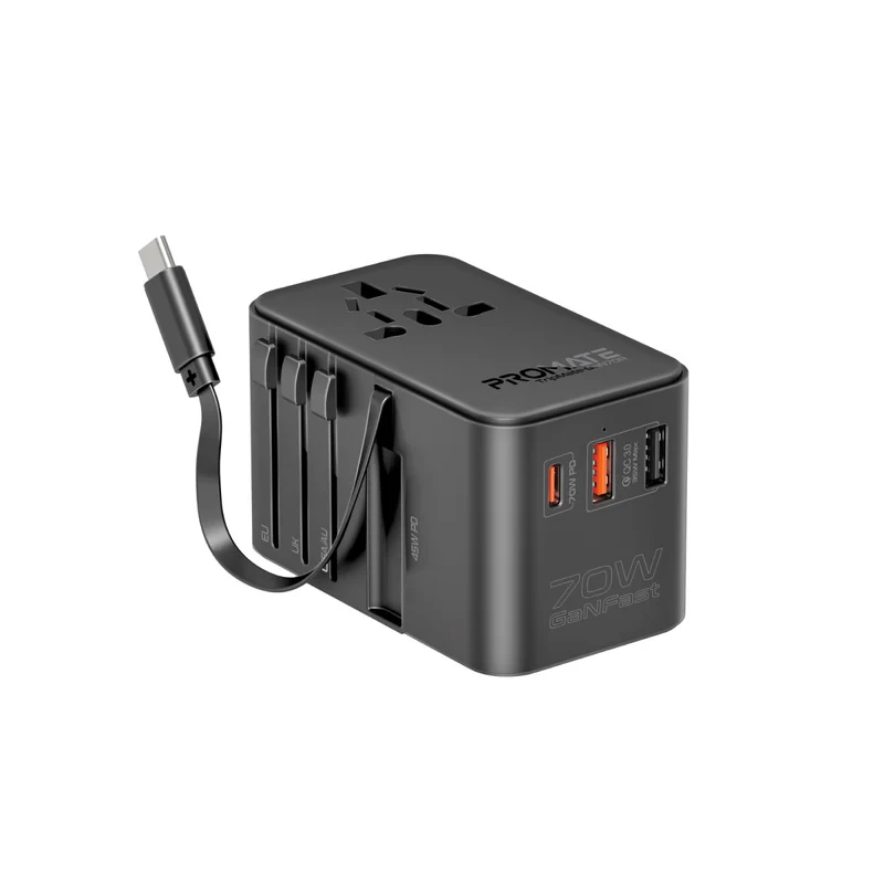 Promate TripMate-GaN70R Travel Adapter 70W