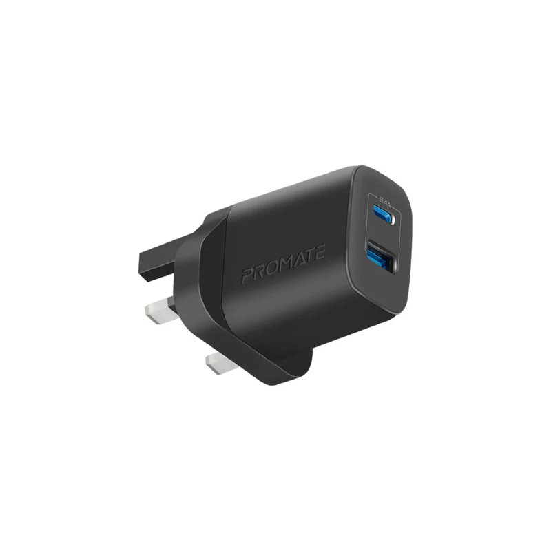 Promate BiPlug-2 Dual Port Fast Home Charger 17W