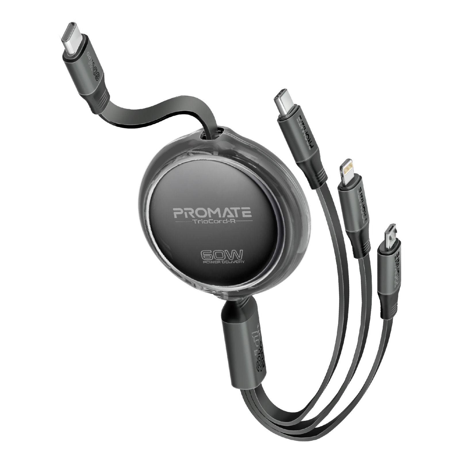 Promate TrioCord-R 60W 3-in-1